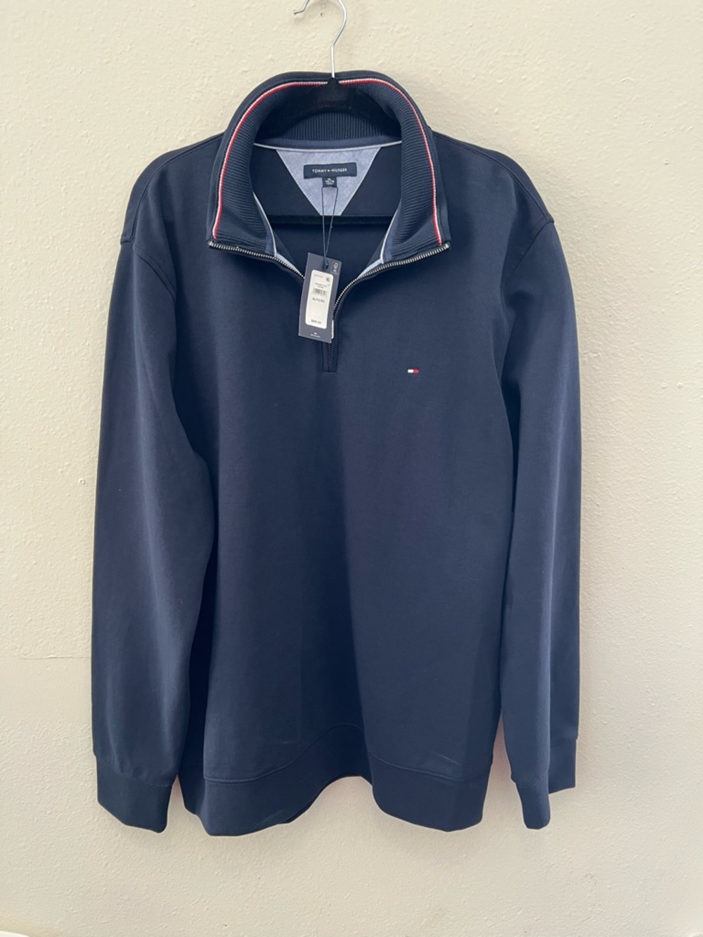 Tommy Hilfiger Quarter Zip Pullover XL Navy NWT Classic Logo Sweatshirt